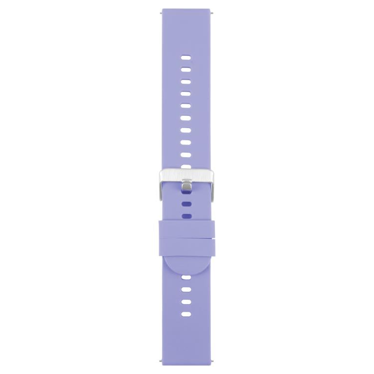 18mm Solid Color Steel Buckle Silicone Watch Band(Lavender Purple)