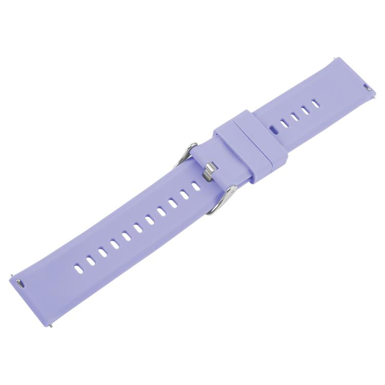 18mm Solid Color Steel Buckle Silicone Watch Band(Lavender Purple)