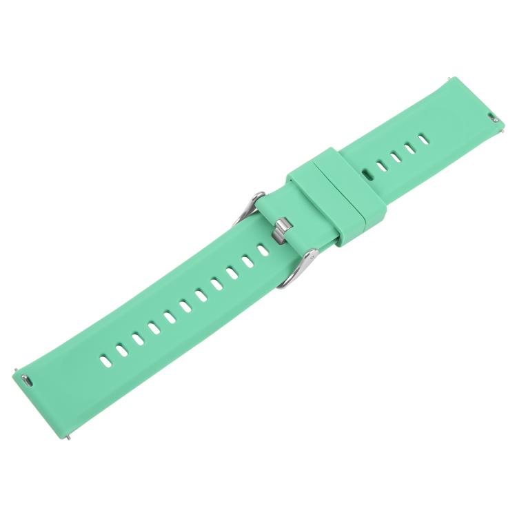 18mm Solid Color Steel Buckle Silicone Watch Band(Grass Green)