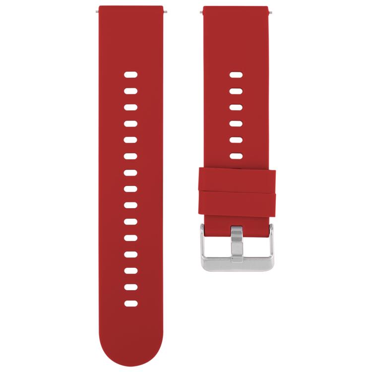 18mm Solid Color Steel Buckle Silicone Watch Band(Wine Red)