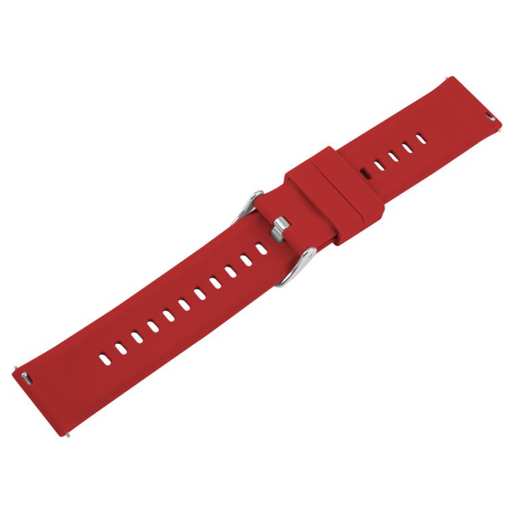 18mm Solid Color Steel Buckle Silicone Watch Band(Wine Red)