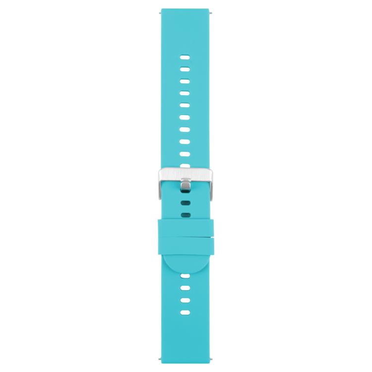 18mm Solid Color Steel Buckle Silicone Watch Band(Lake Blue)