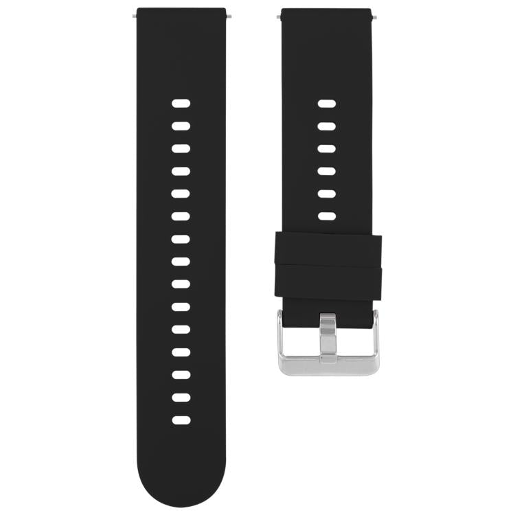 19mm Solid Color Steel Buckle Silicone Watch Band(Black)