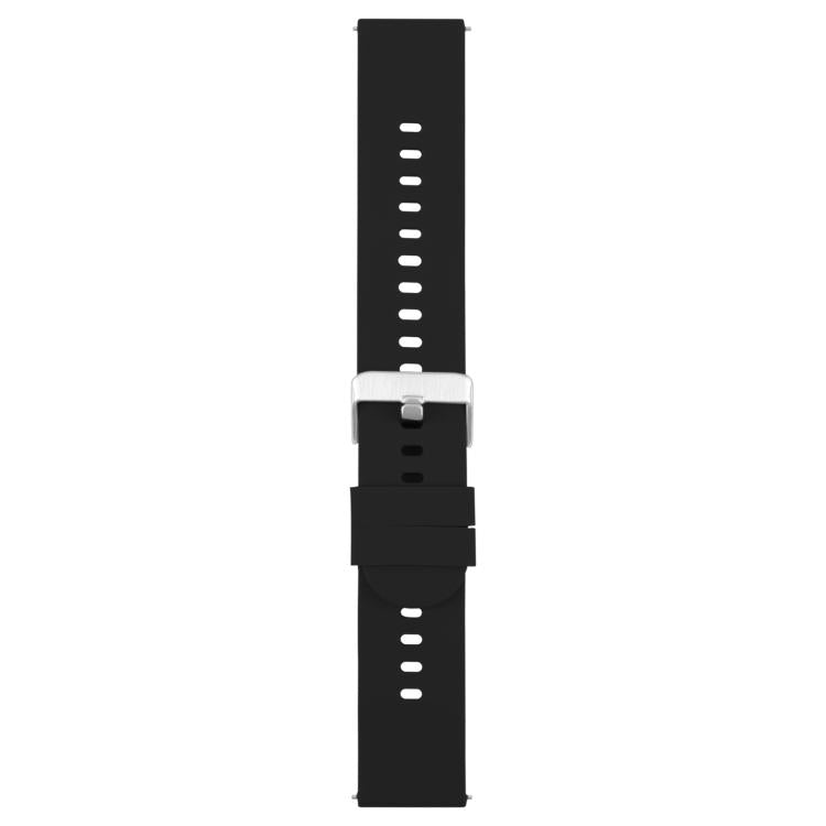 19mm Solid Color Steel Buckle Silicone Watch Band(Black)