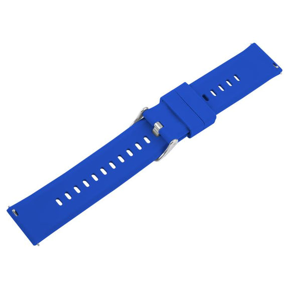 19mm Solid Color Steel Buckle Silicone Watch Band(Dark Blue)