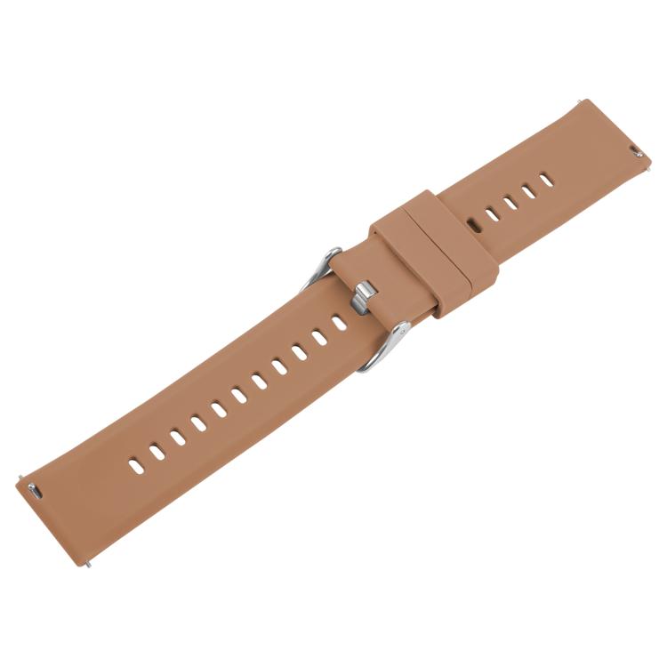 19mm Solid Color Steel Buckle Silicone Watch Band(Brown)