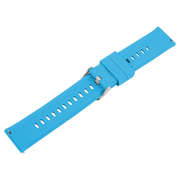 19mm Solid Color Steel Buckle Silicone Watch Band(Blue)