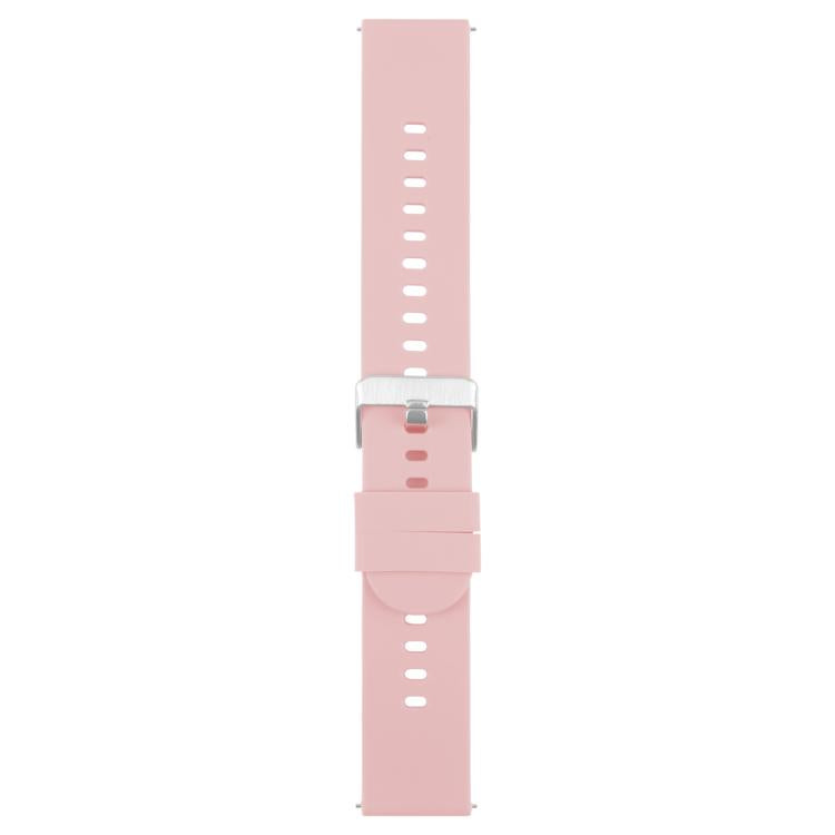 19mm Solid Color Steel Buckle Silicone Watch Band(Pink)