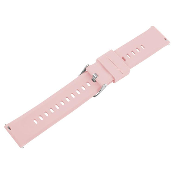 19mm Solid Color Steel Buckle Silicone Watch Band(Pink)
