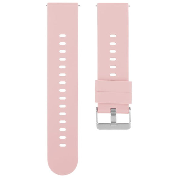 19mm Solid Color Steel Buckle Silicone Watch Band(Pink)