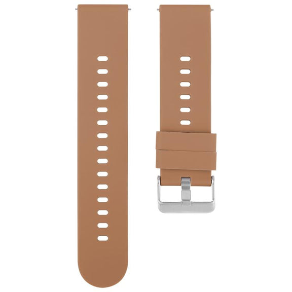 20mm Solid Color Steel Buckle Silicone Watch Band(Brown)