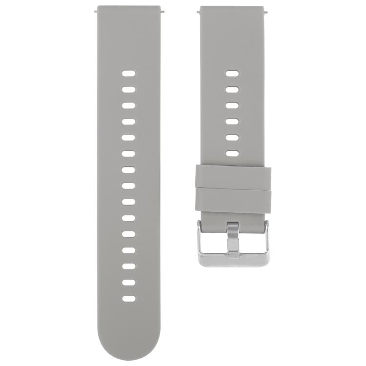 22mm Solid Color Steel Buckle Silicone Watch Band(Grey)