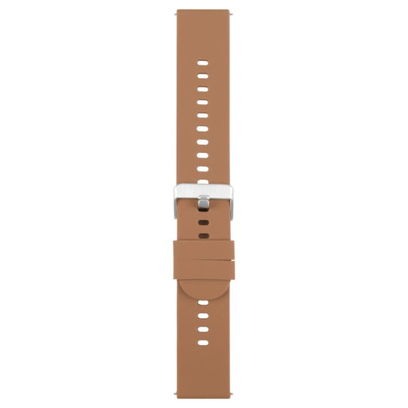 22mm Solid Color Steel Buckle Silicone Watch Band(Brown)