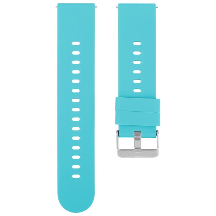 22mm Solid Color Steel Buckle Silicone Watch Band(Lake Blue)