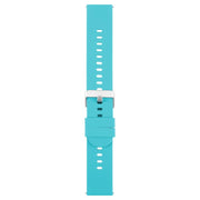 22mm Solid Color Steel Buckle Silicone Watch Band(Lake Blue)