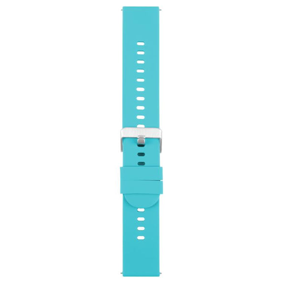 22mm Solid Color Steel Buckle Silicone Watch Band(Lake Blue)