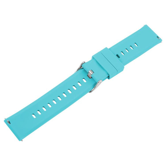 22mm Solid Color Steel Buckle Silicone Watch Band(Lake Blue)