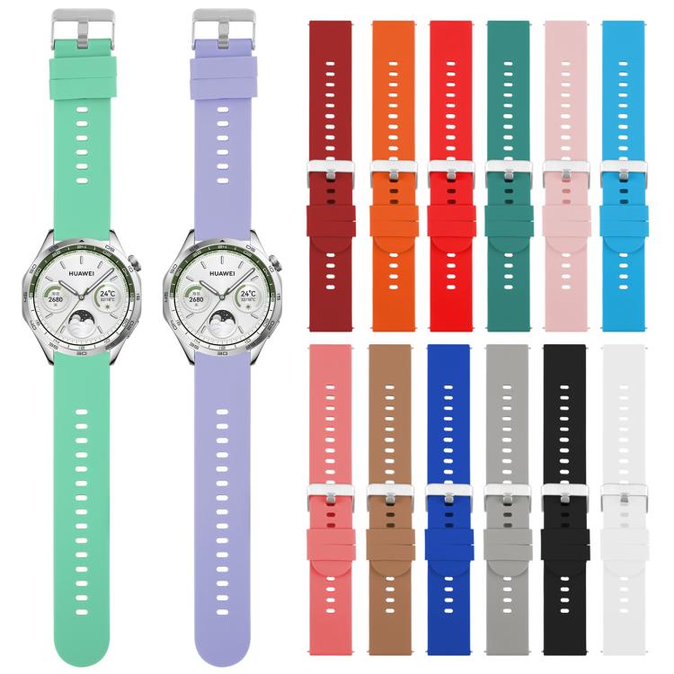 18mm Solid Color Steel Buckle Silicone Watch Band(Black)