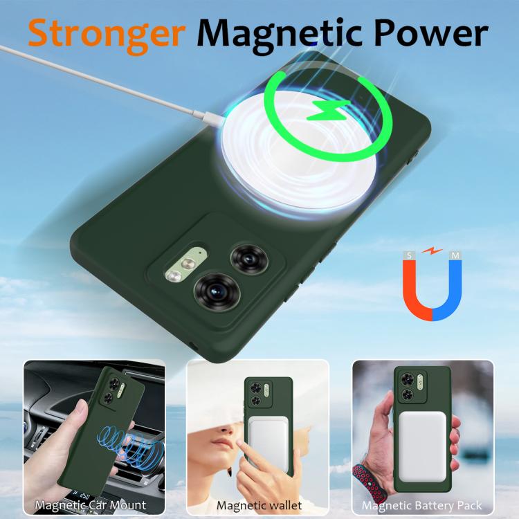For Motorola Edge 40 Shockproof Silicone Magsafe Phone Case(Dark Green)