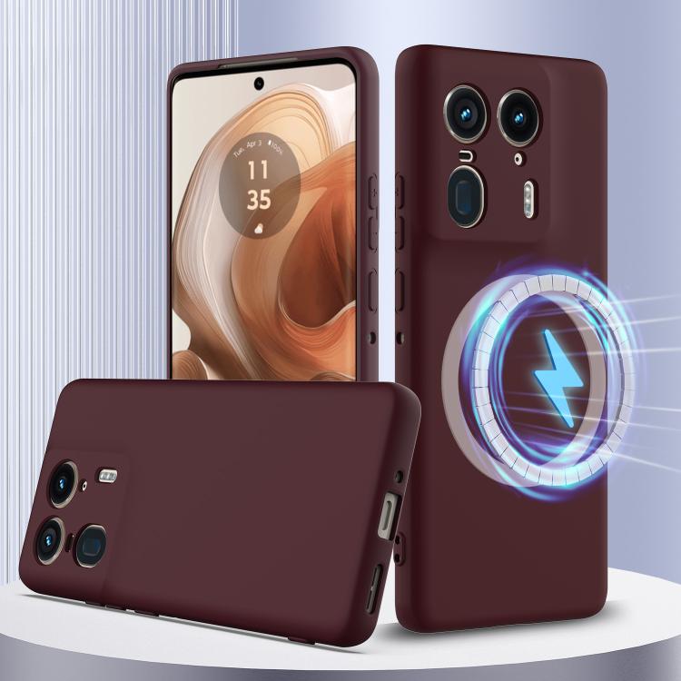For Motorola Edge 50 Ultra Shockproof Silicone Magsafe Phone Case(Plum Color)
