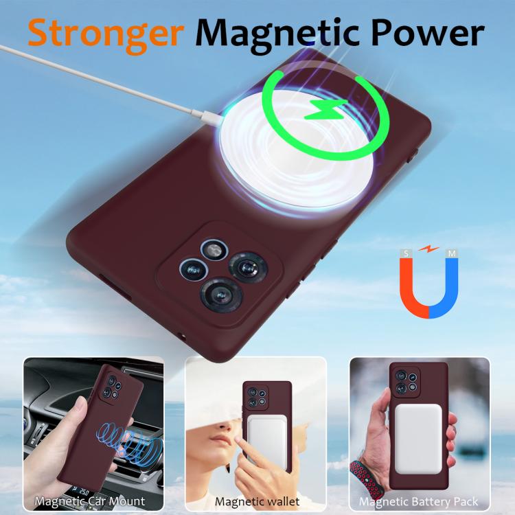 For Motorola Edge 40 Pro 5G Shockproof Silicone Magsafe Phone Case(Plum Color)