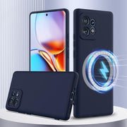 For Motorola Edge+ 2023 Shockproof Silicone Magsafe Phone Case(Navy Blue)
