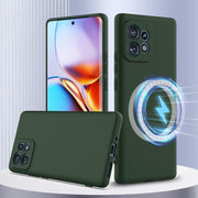 For Motorola Edge+ 2023 Shockproof Silicone Magsafe Phone Case(Dark Green)
