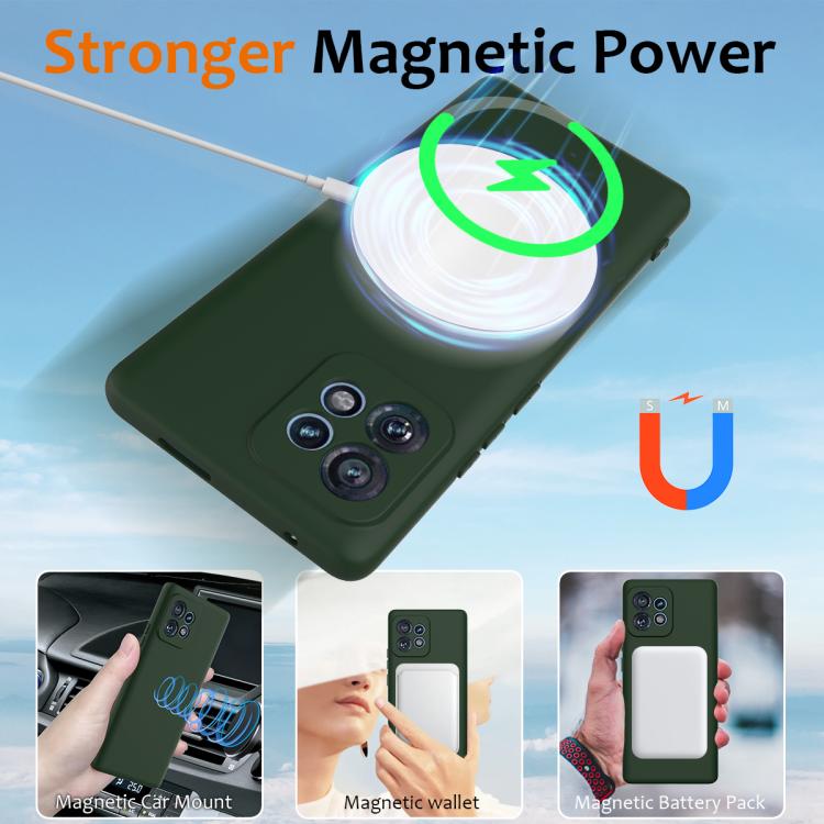 For Motorola Edge+ 2023 Shockproof Silicone Magsafe Phone Case(Dark Green)