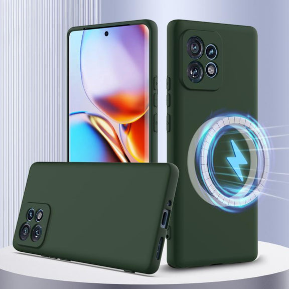 For Motorola Edge+ 2023 Shockproof Silicone Magsafe Phone Case(Dark Green)