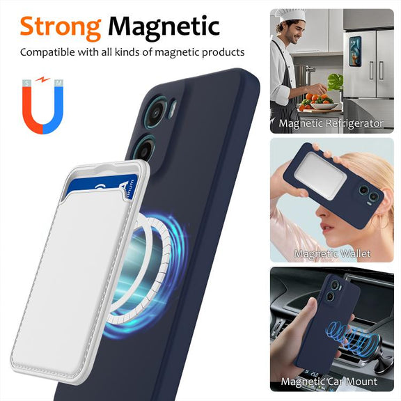 For Motorola Moto G05 / E15 Shockproof Silicone Magsafe Phone Case(Navy Blue)
