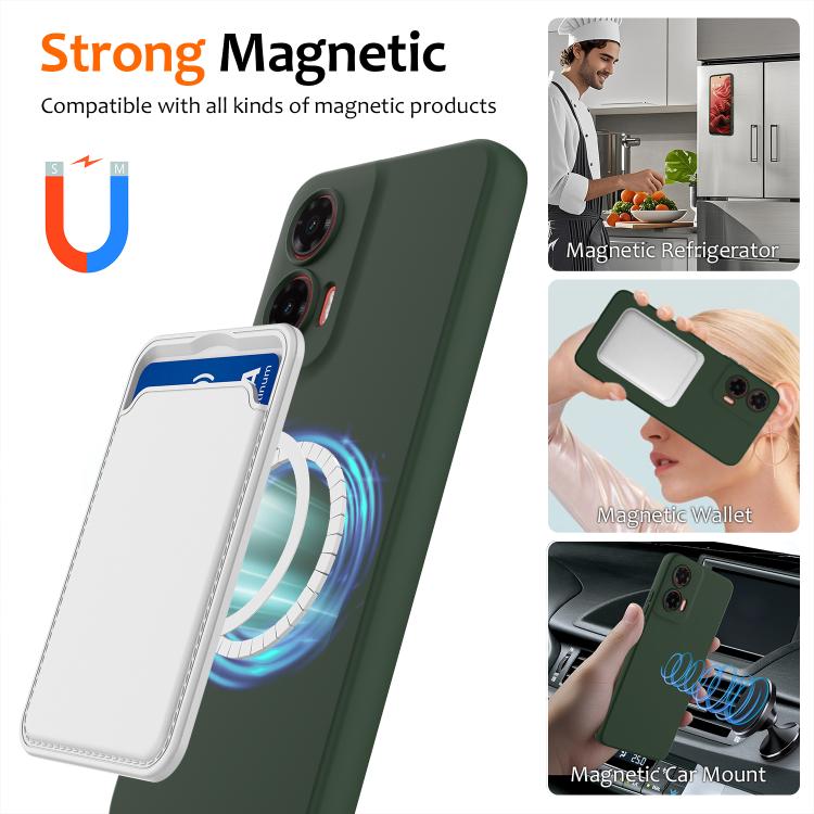 For Motorola Moto G35 5G Shockproof Silicone Magsafe Phone Case(Dark Green)