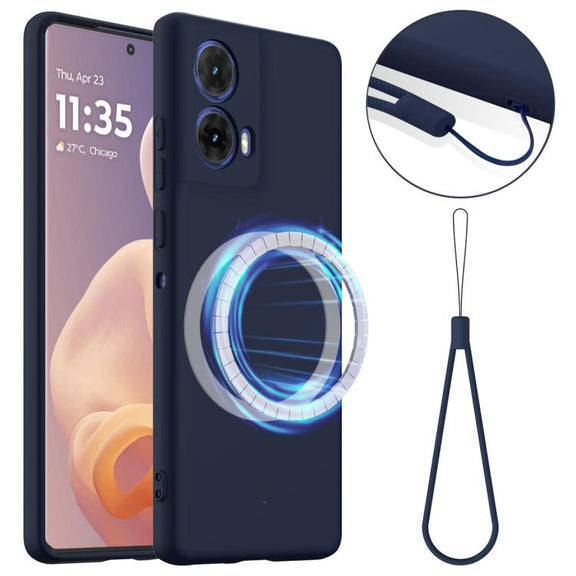 For Motorola Moto G24 4G Shockproof Silicone Magsafe Phone Case(Navy Blue)