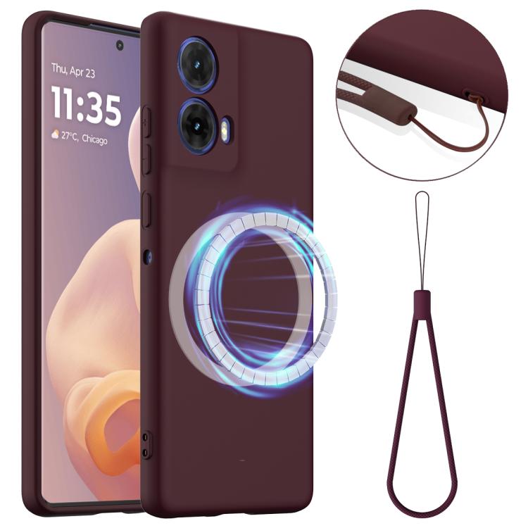 For Motorola Moto G24 4G Shockproof Silicone Magsafe Phone Case(Plum Color)