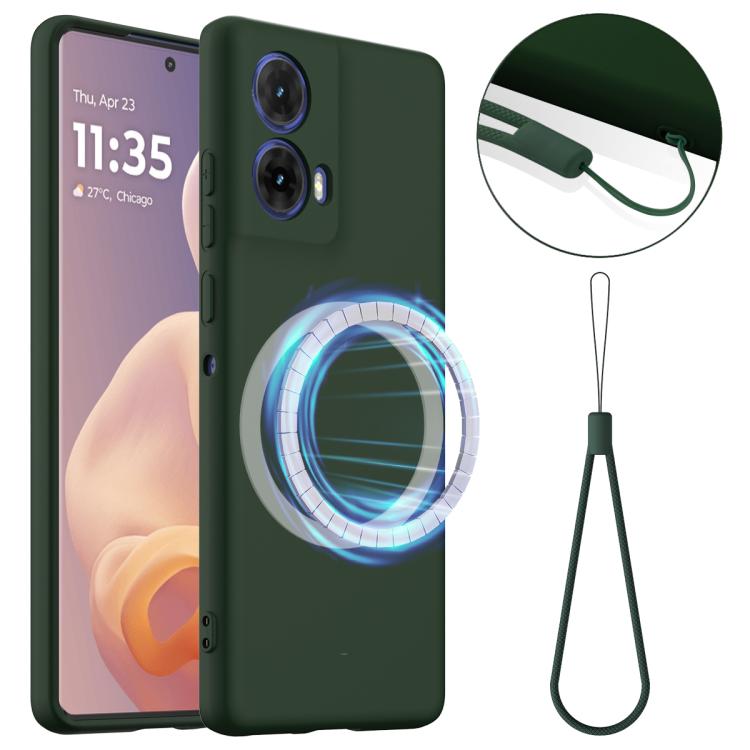 For Motorola Moto G24 4G Shockproof Silicone Magsafe Phone Case(Dark Green)