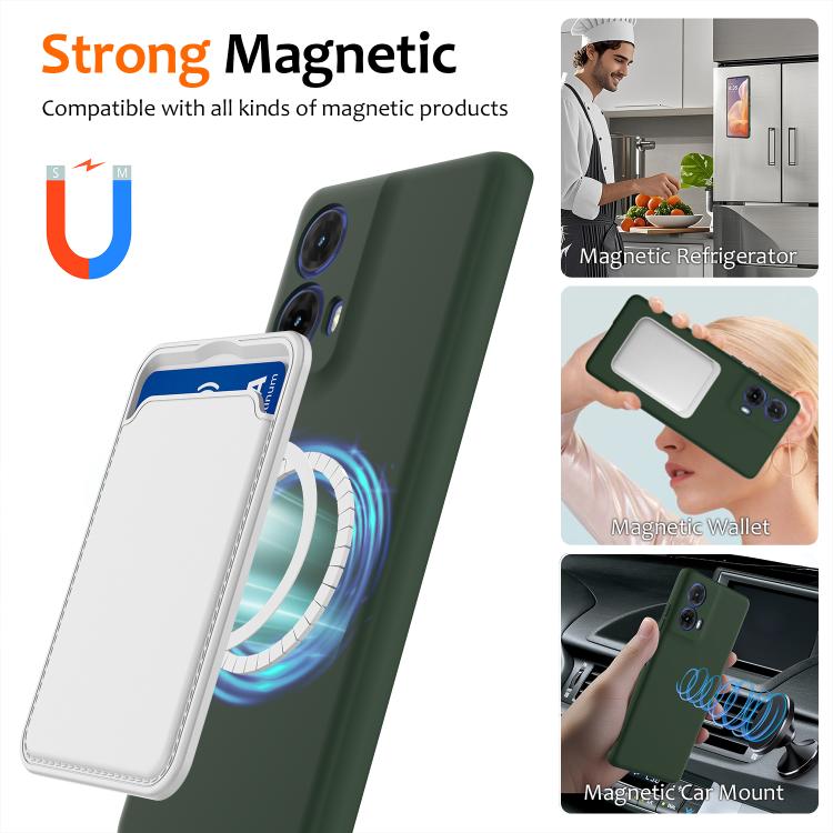 For Motorola Moto G24 4G Shockproof Silicone Magsafe Phone Case(Dark Green)