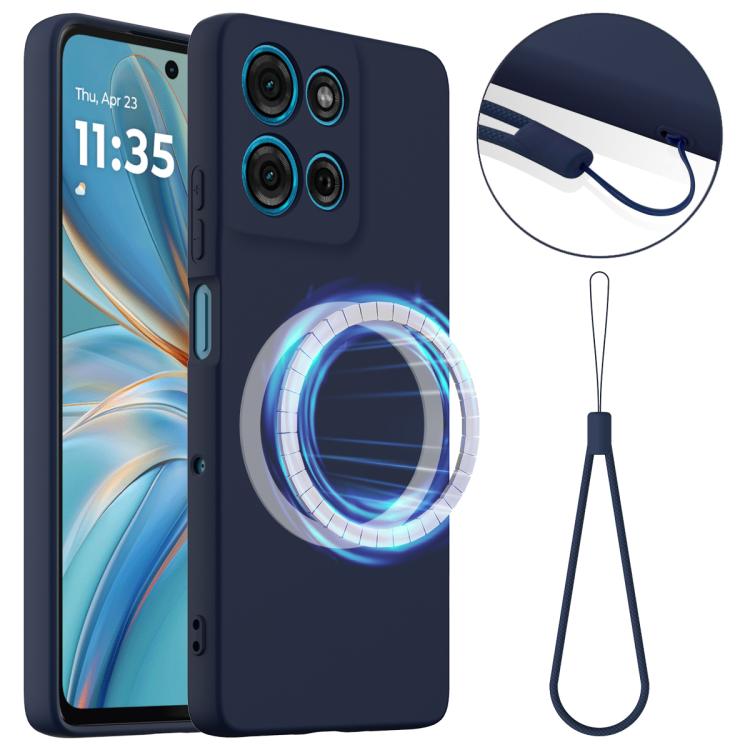 For Motorola Moto G Play 2025 Shockproof Silicone Magsafe Phone Case(Navy Blue)