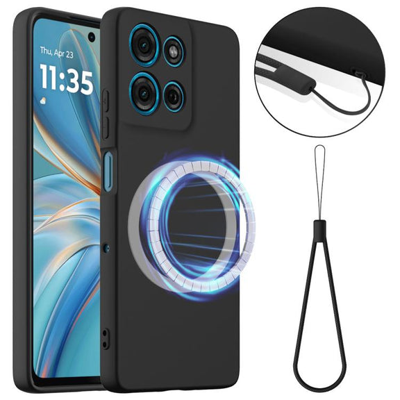For Motorola Moto G Play 2025 Shockproof Silicone Magsafe Phone Case(Black)