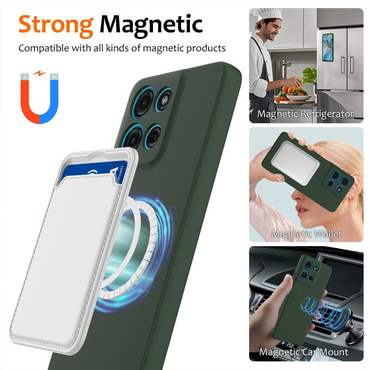 For Motorola Moto G Play 2025 Shockproof Silicone Magsafe Phone Case(Dark Green)