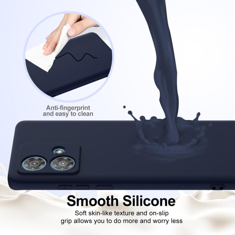 For Motorola Edge 40 Neo Shockproof Silicone Magsafe Phone Case(Navy Blue)