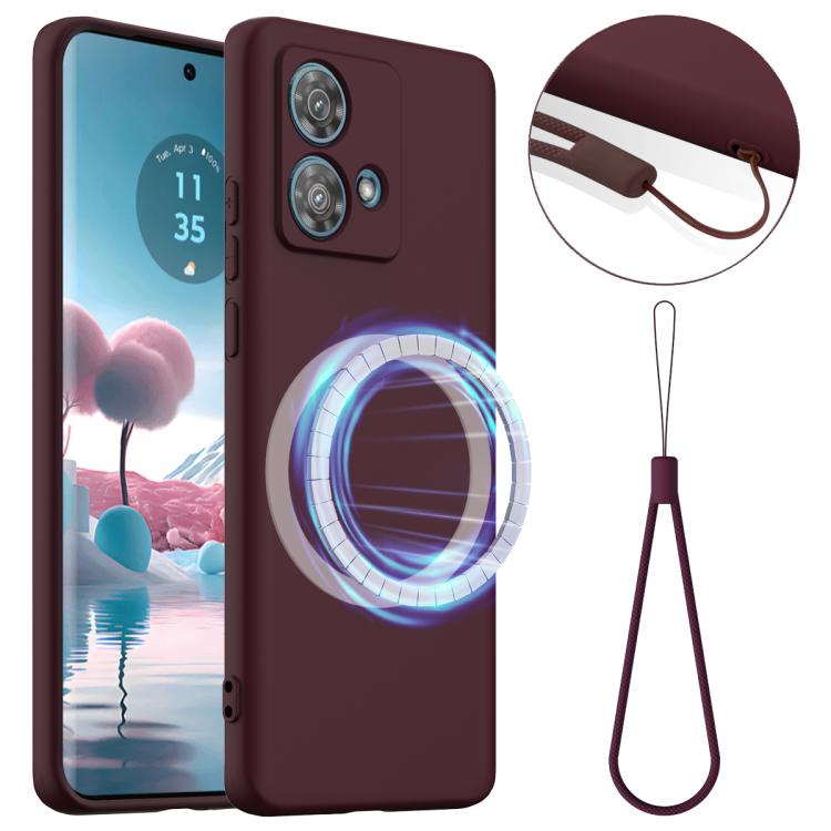 For Motorola Edge 40 Neo Shockproof Silicone Magsafe Phone Case(Plum Color)