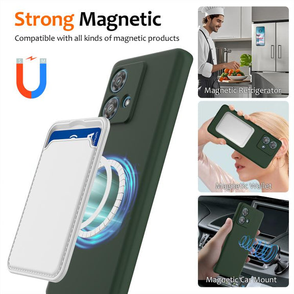 For Motorola Edge 40 Neo Shockproof Silicone Magsafe Phone Case(Dark Green)