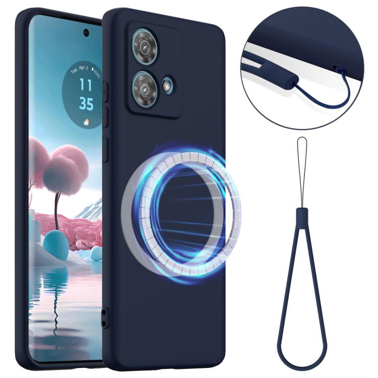 For Motorola Moto G84 Shockproof Silicone Magsafe Phone Case(Navy Blue)