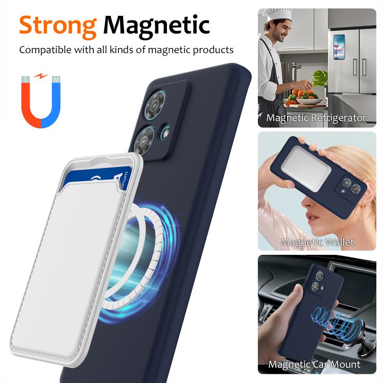 For Motorola Moto G84 Shockproof Silicone Magsafe Phone Case(Navy Blue)