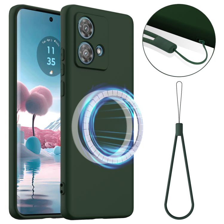 For Motorola Moto G84 Shockproof Silicone Magsafe Phone Case(Dark Green)