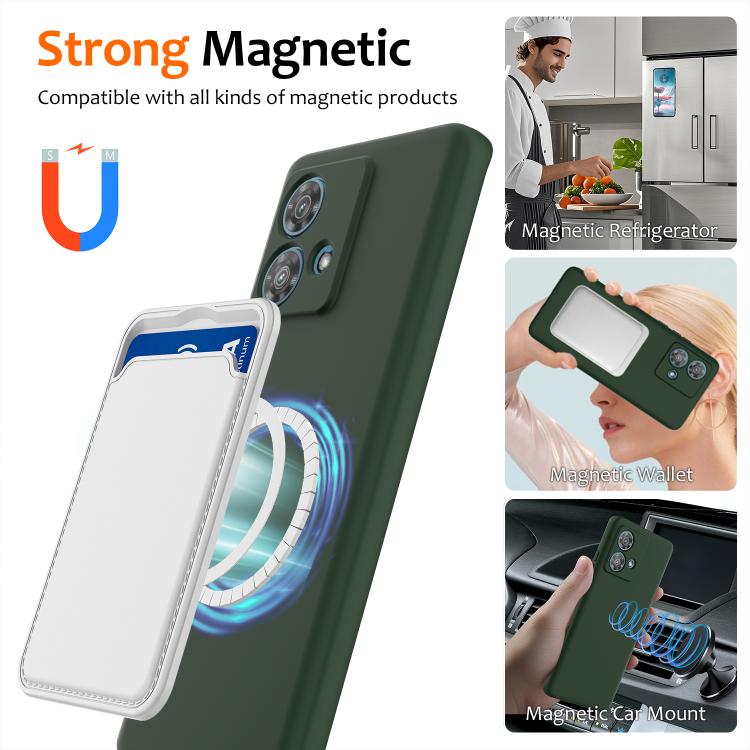 For Motorola Moto G84 Shockproof Silicone Magsafe Phone Case(Dark Green)