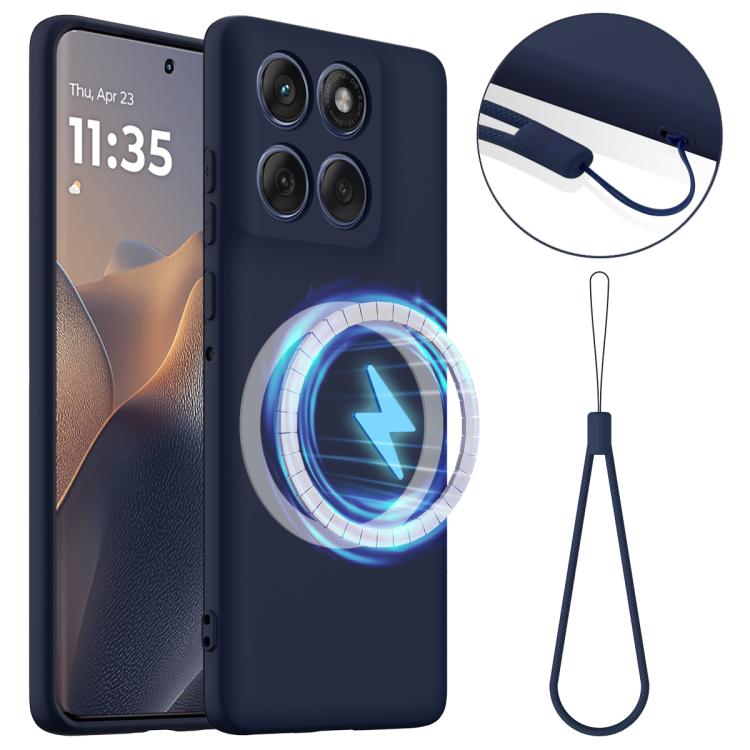 For Motorola Edge 60 Pro Shockproof Silicone Magsafe Phone Case(Navy Blue)