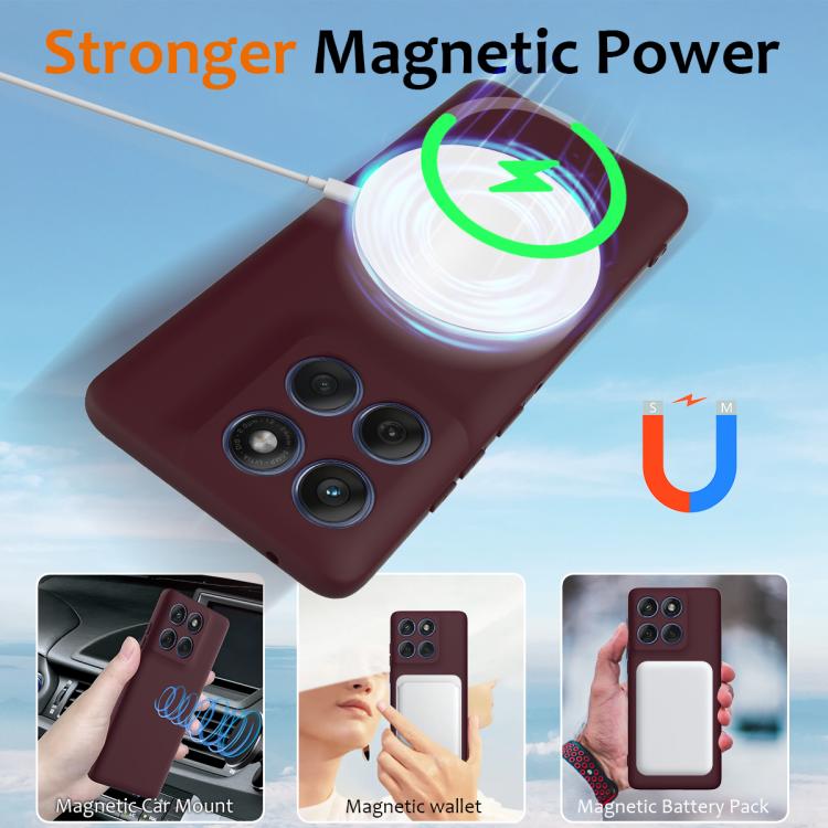 For Motorola Edge 60 Pro Shockproof Silicone Magsafe Phone Case(Plum Color)