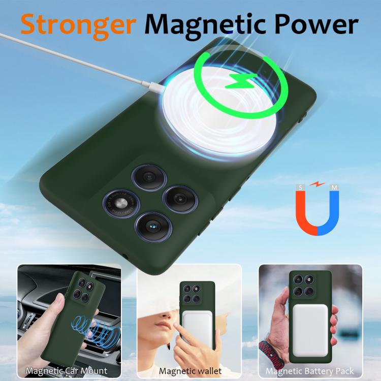 For Motorola Edge 2025 5G Shockproof Silicone Magsafe Phone Case(Dark Green)