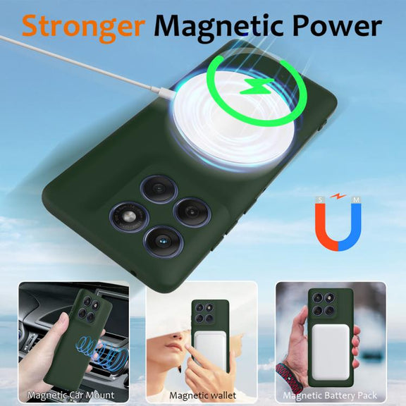 For Motorola Edge 2025 5G Shockproof Silicone Magsafe Phone Case(Dark Green)