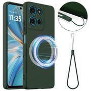For Motorola Moto G56 5G Shockproof Silicone Magsafe Phone Case(Dark Green)